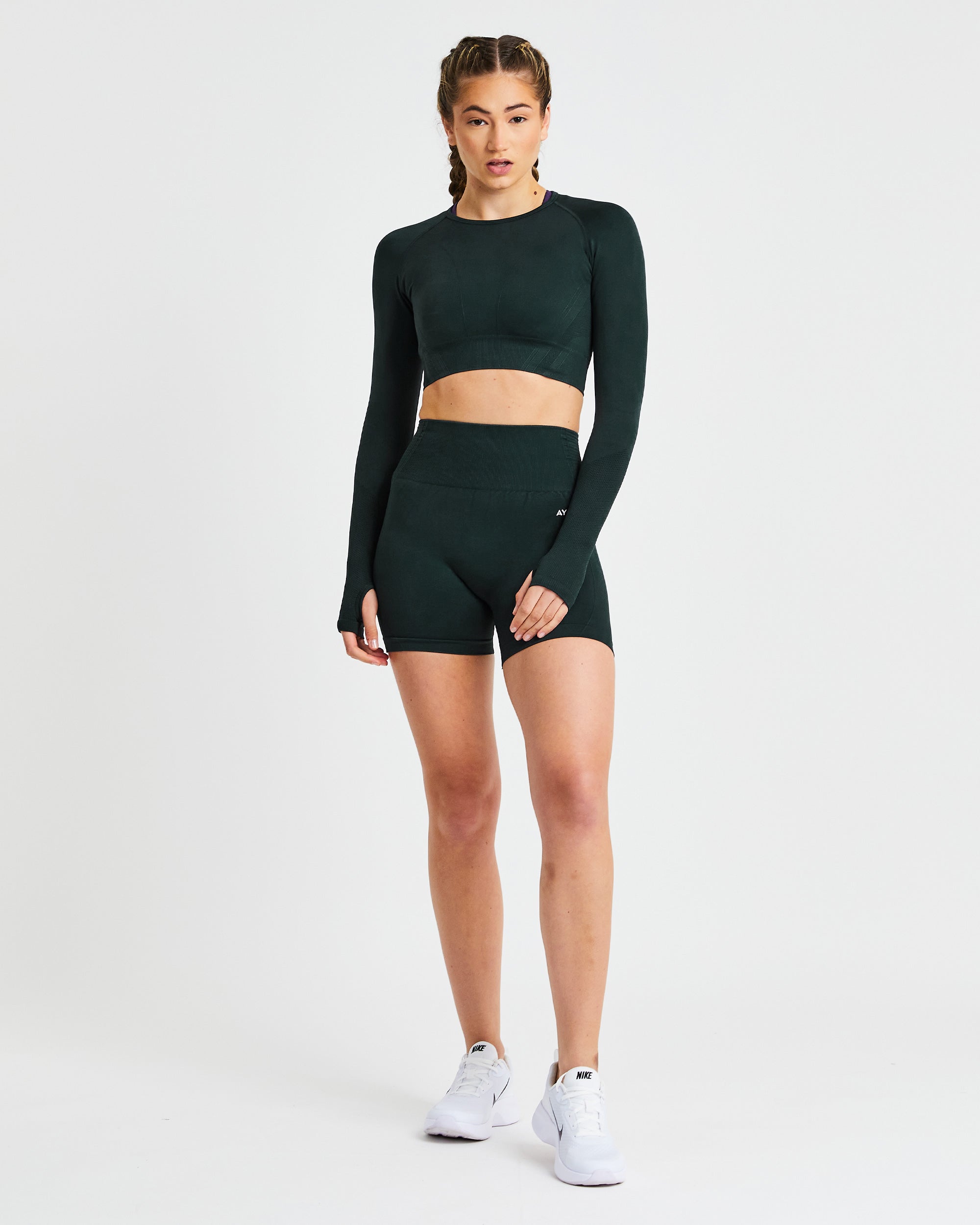 Balance V2 Seamless Long Sleeve Crop Top - Forest Groen