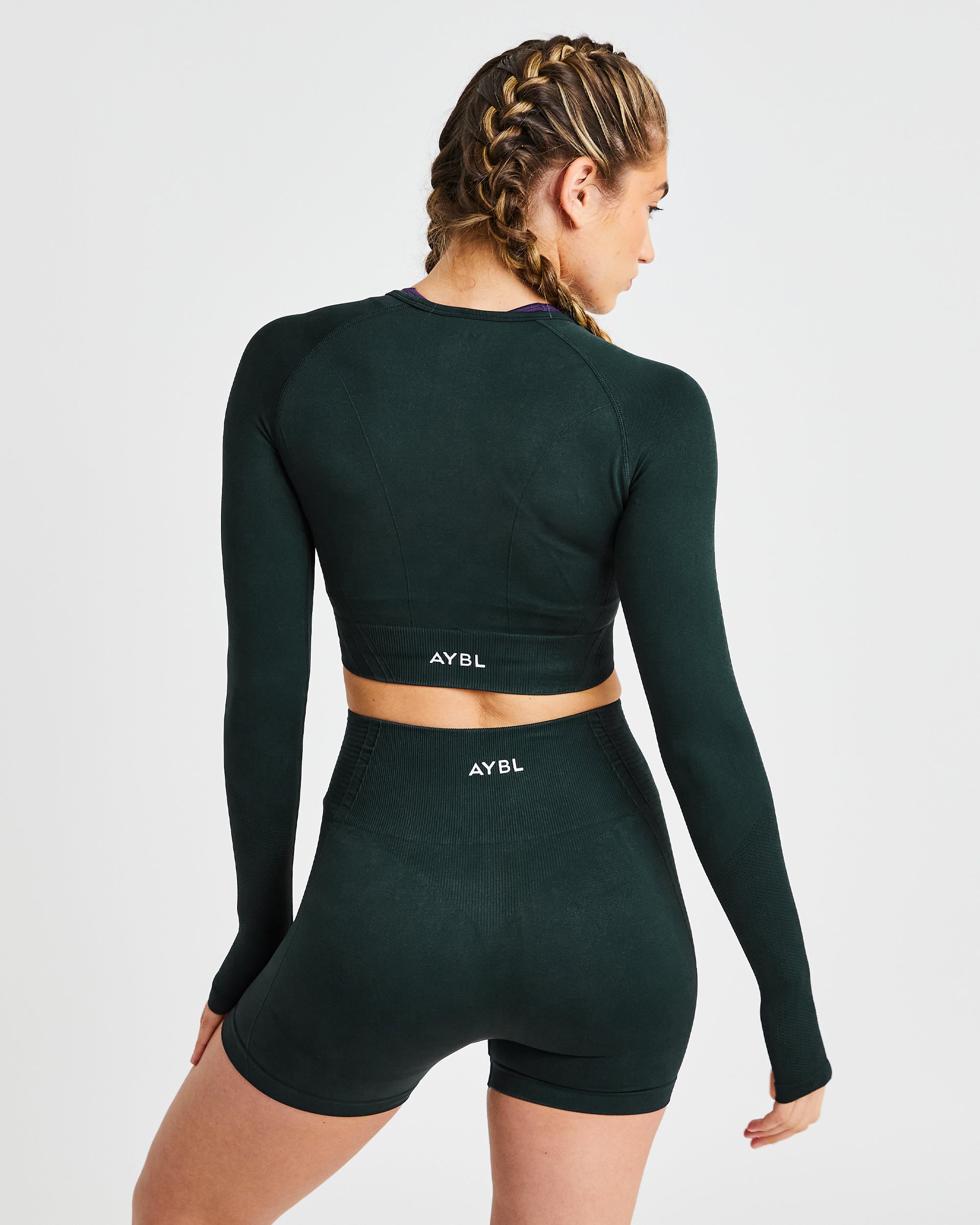 Balance V2 Seamless Long Sleeve Crop Top - Forest Groen