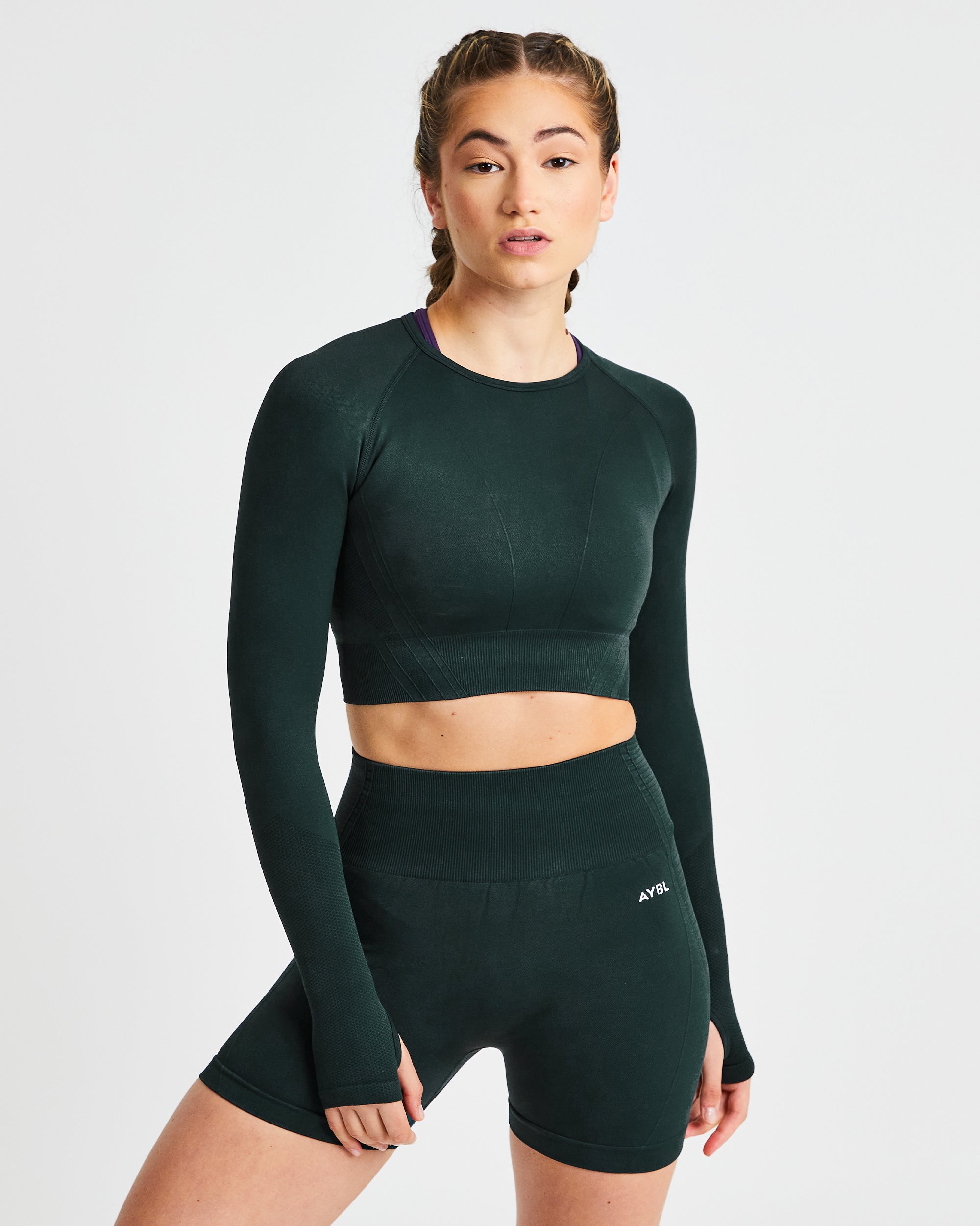 Balance V2 Seamless Long Sleeve Crop Top - Forest Groen