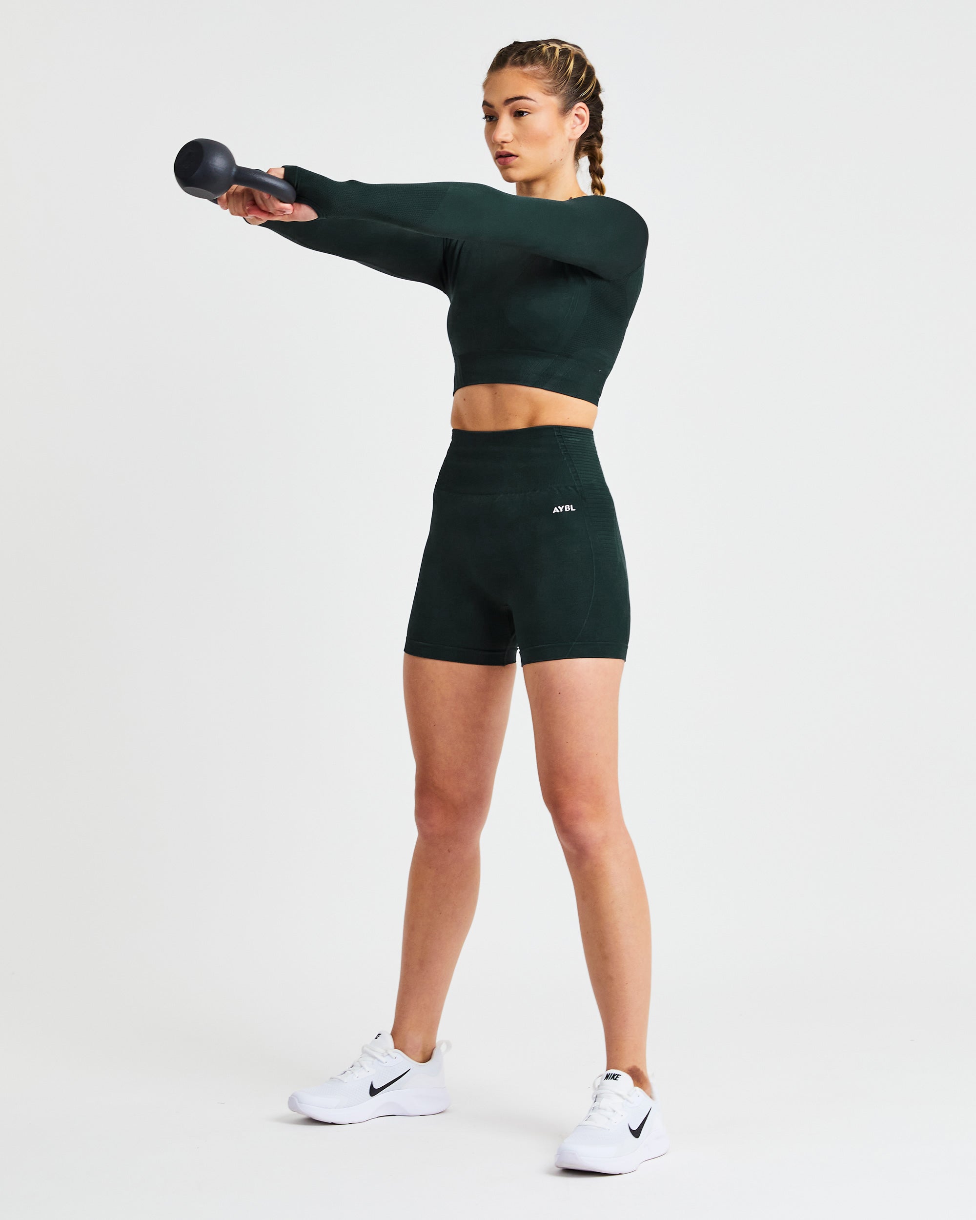 Balance V2 Seamless Long Sleeve Crop Top - Forest Groen