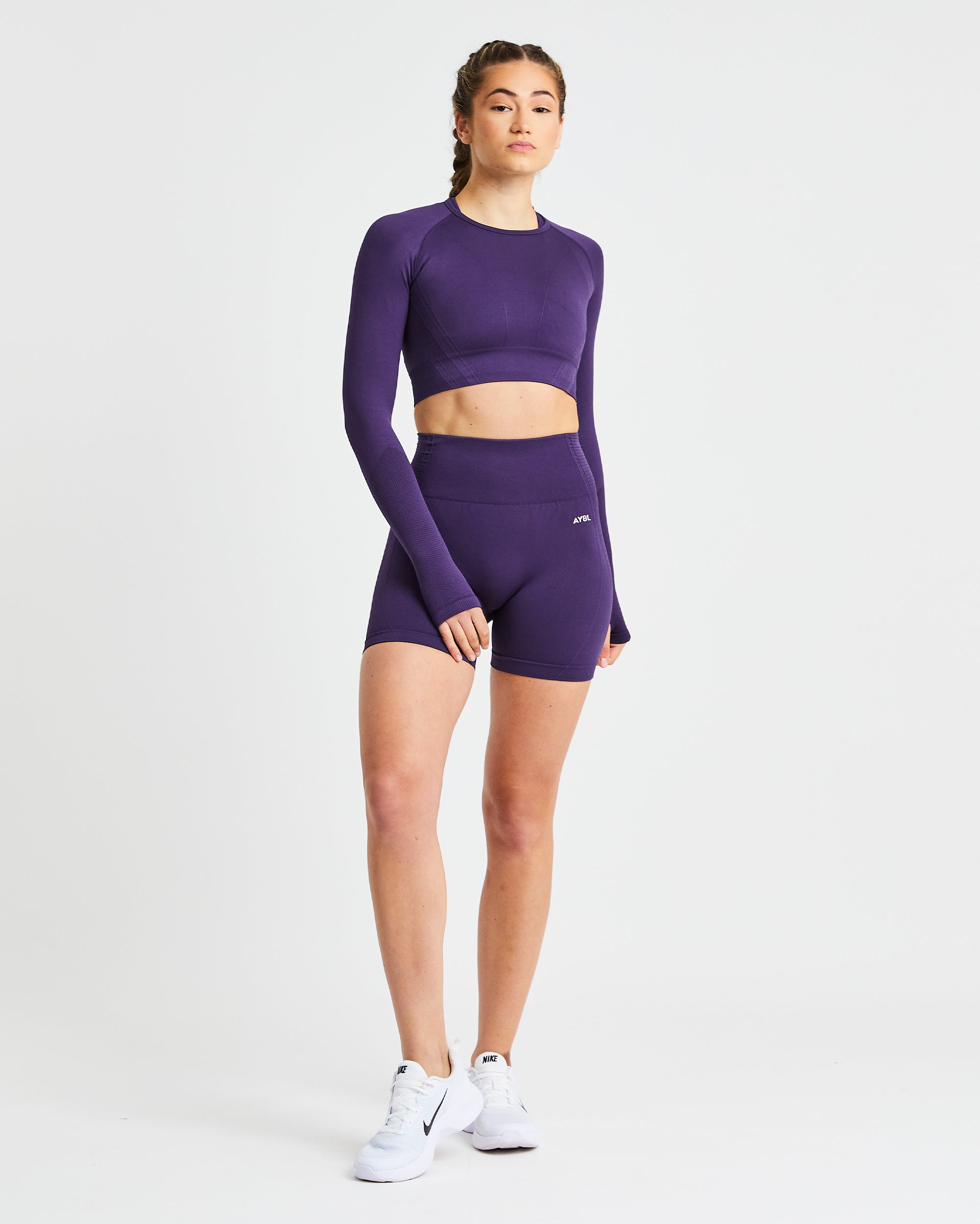 Balance V2 Seamless Long Sleeve Crop Top - Mulberry Paars