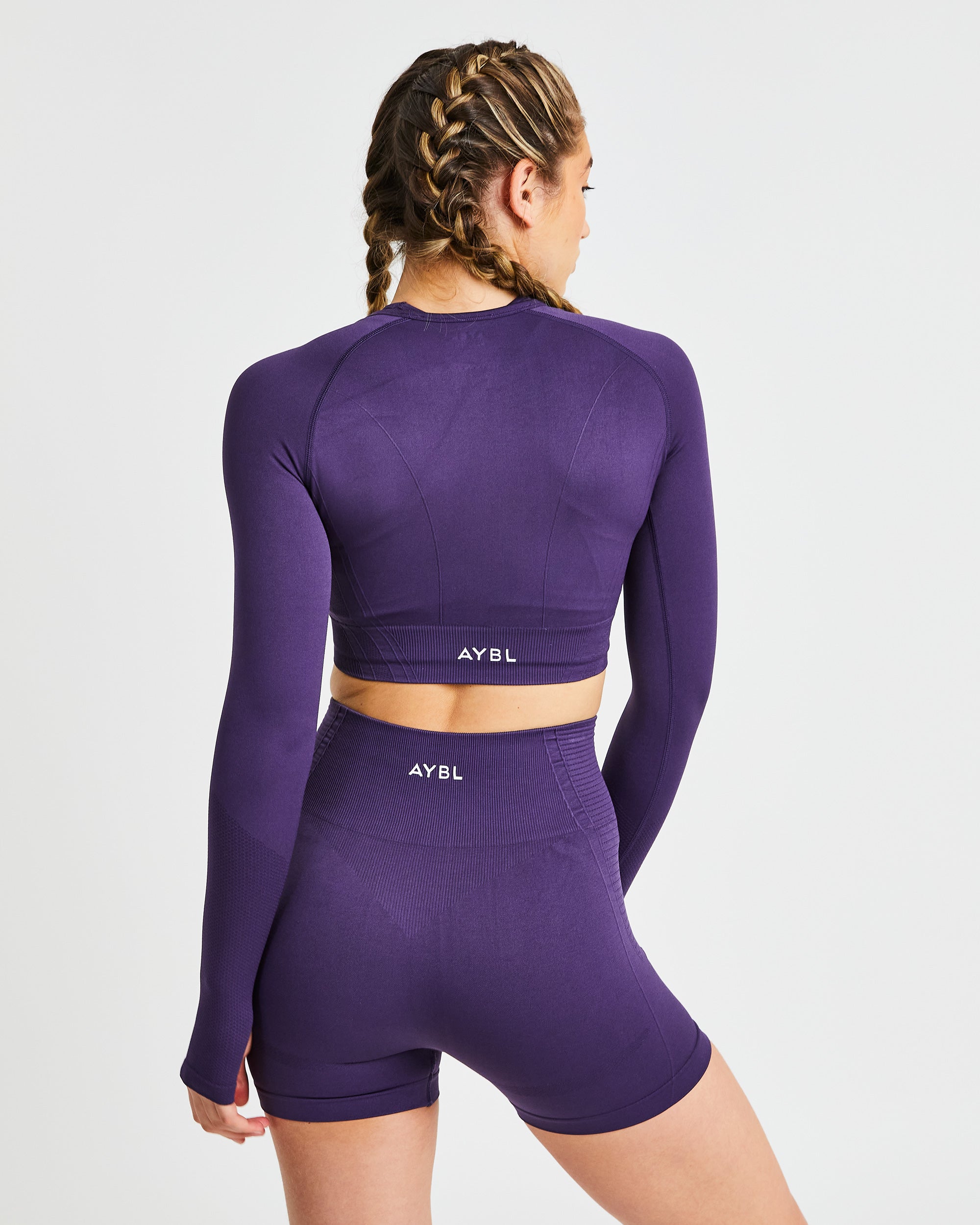 Balance V2 Seamless Long Sleeve Crop Top - Mulberry Paars