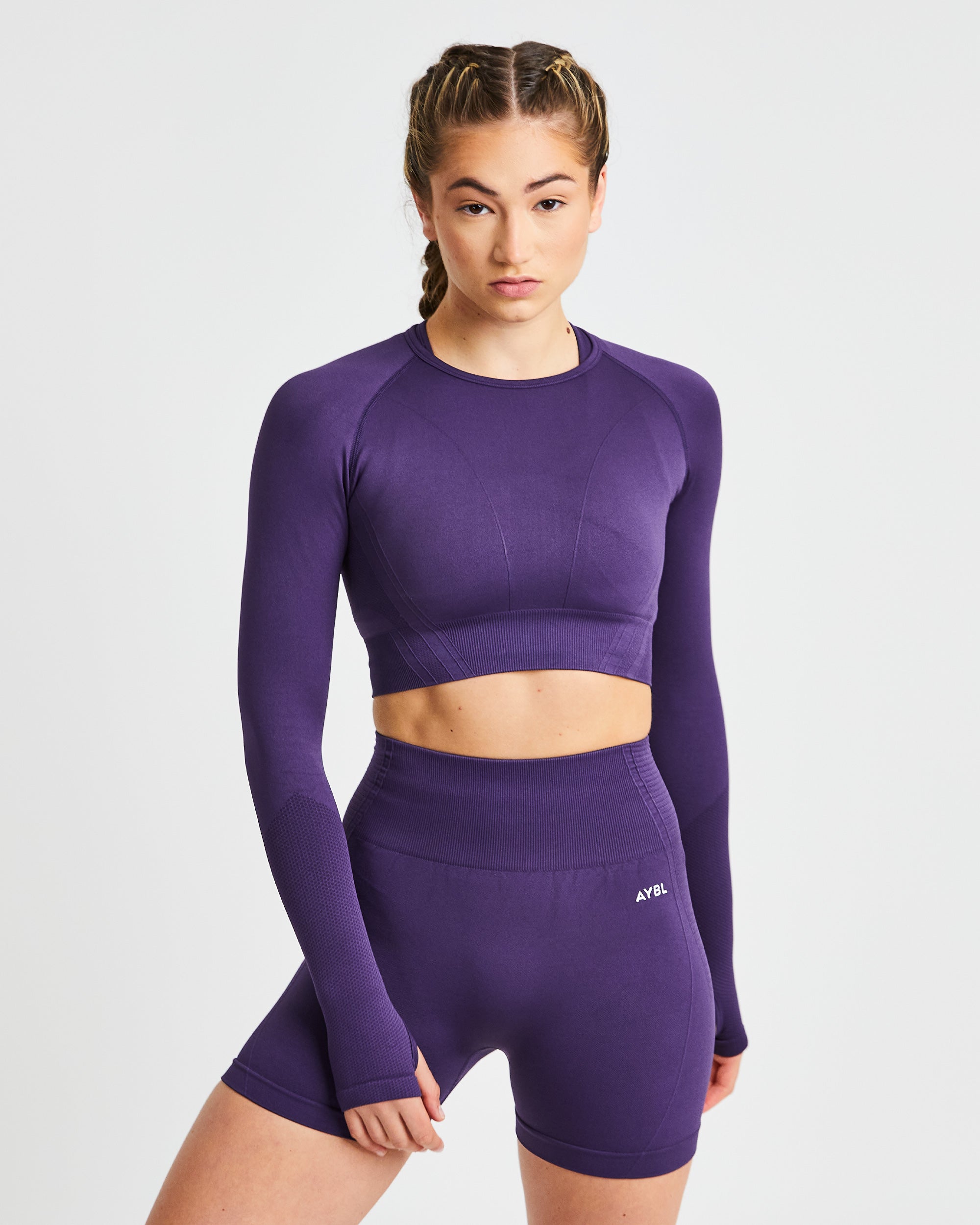 Balance V2 Seamless Long Sleeve Crop Top - Mulberry Paars