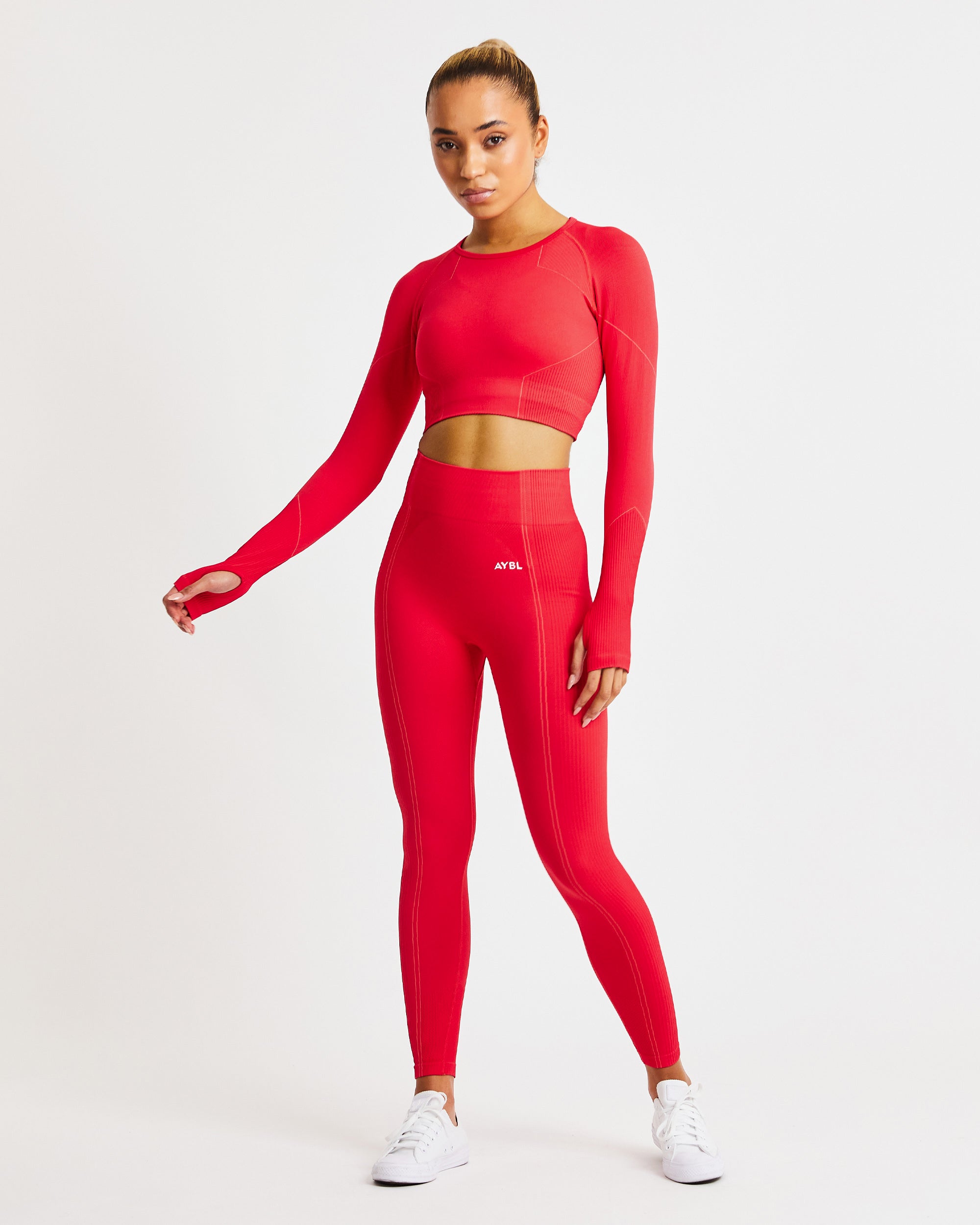 Reflex Seamless Long Sleeve Crop Top - Rood