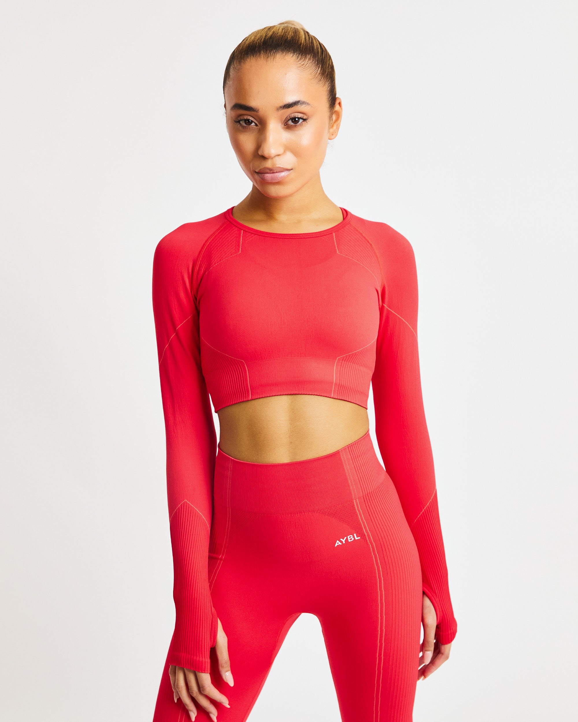 Reflex Seamless Long Sleeve Crop Top - Rood