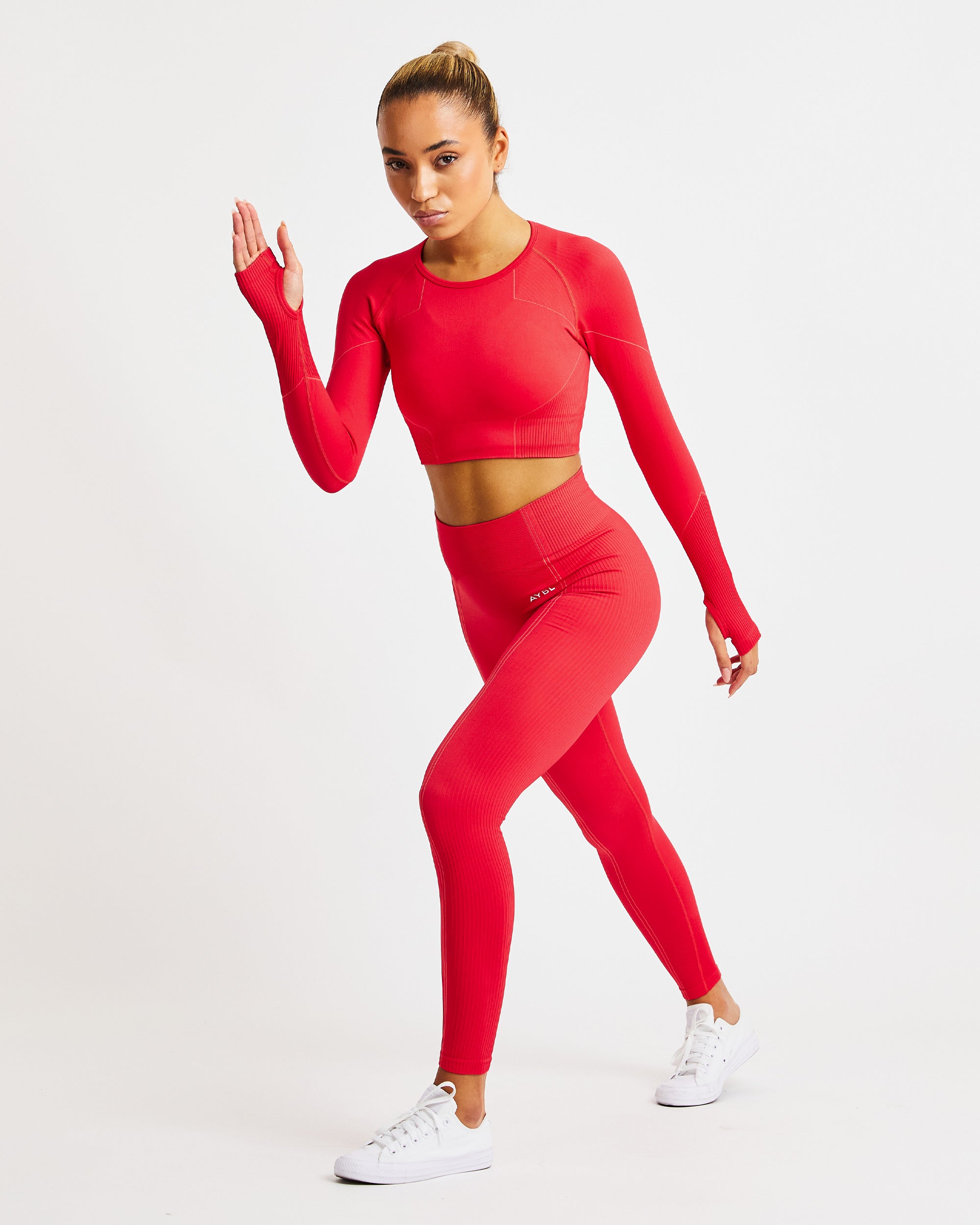 Reflex Seamless Long Sleeve Crop Top - Rood