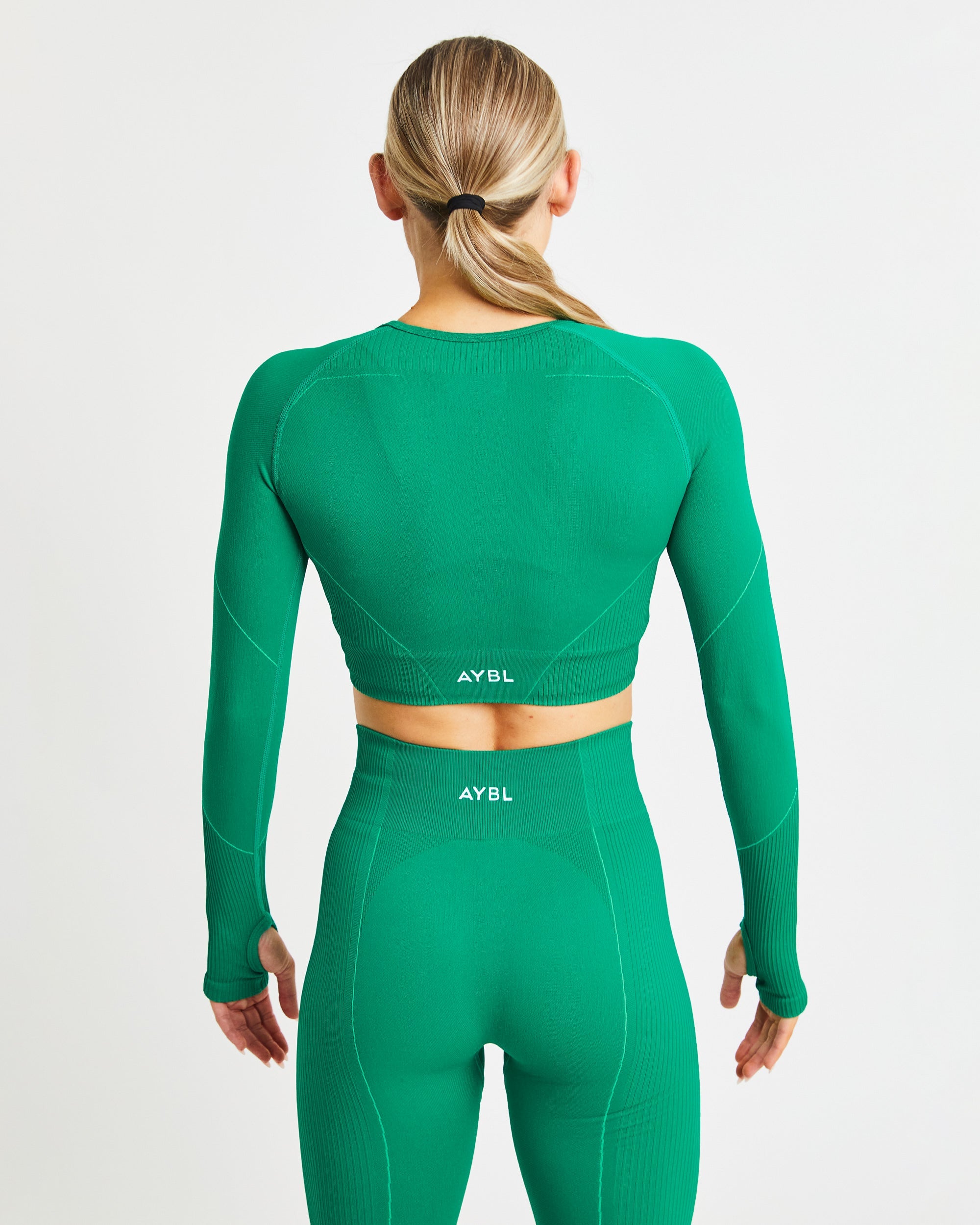 Reflex Seamless Long Sleeve Crop Top - Emerald Groen