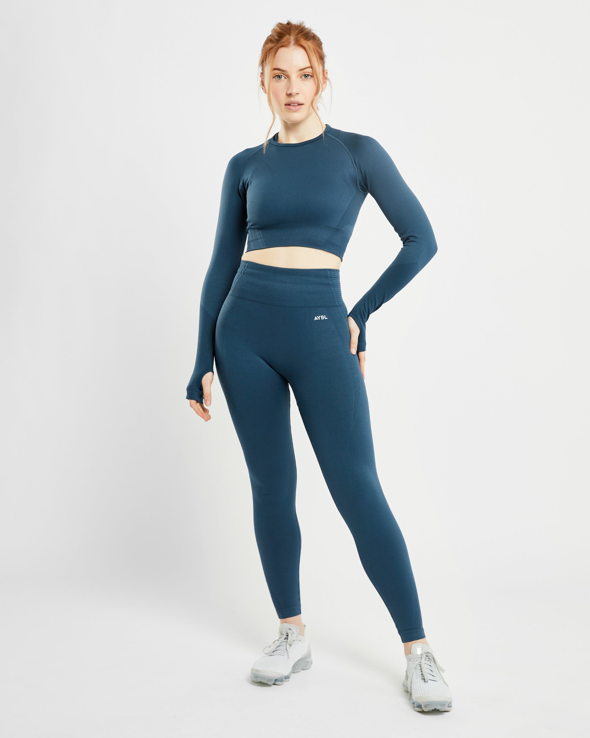 Balance V2 Seamless Long Sleeve Crop Top - Marine Blauw