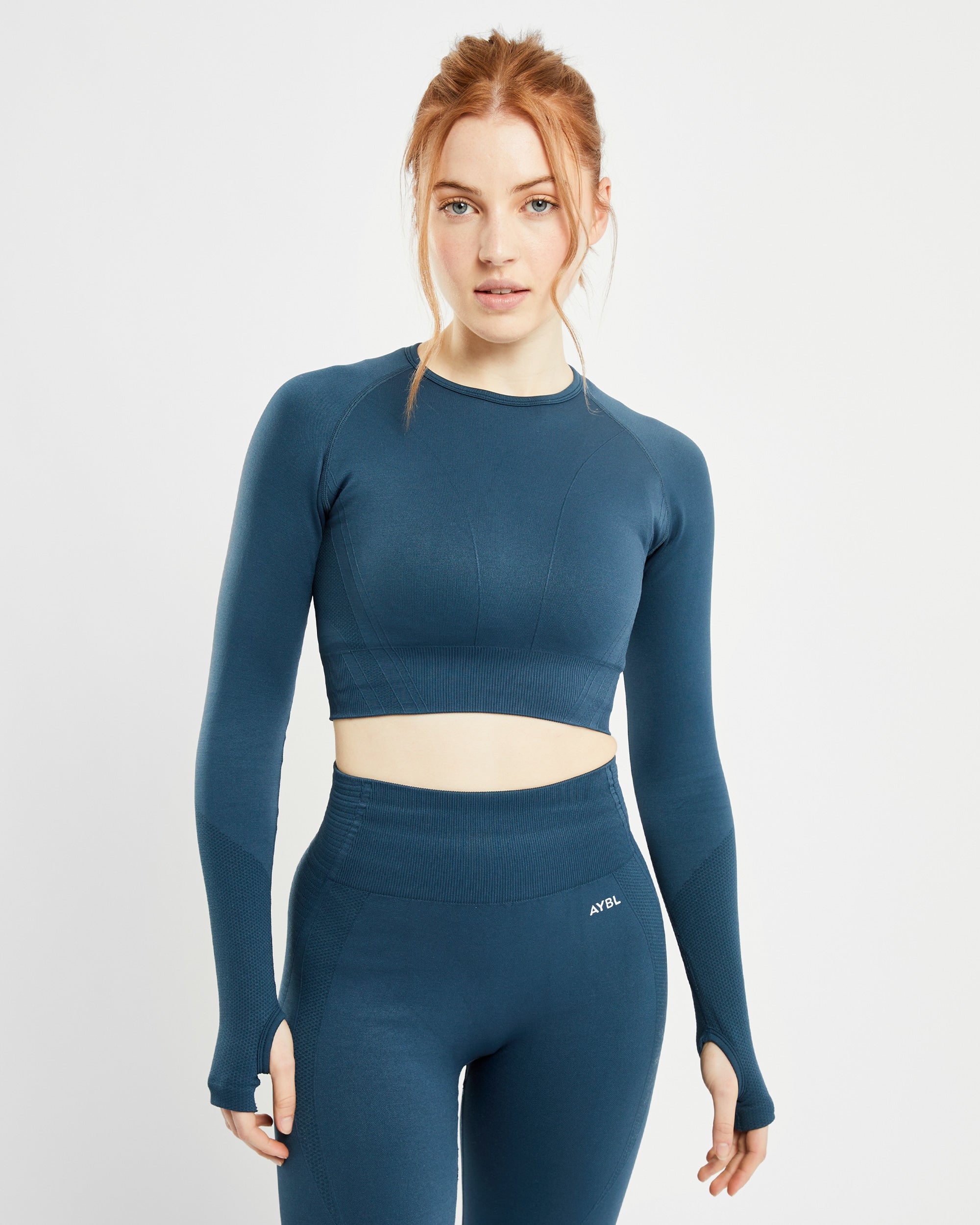 Balance V2 Seamless Long Sleeve Crop Top - Marine Blauw