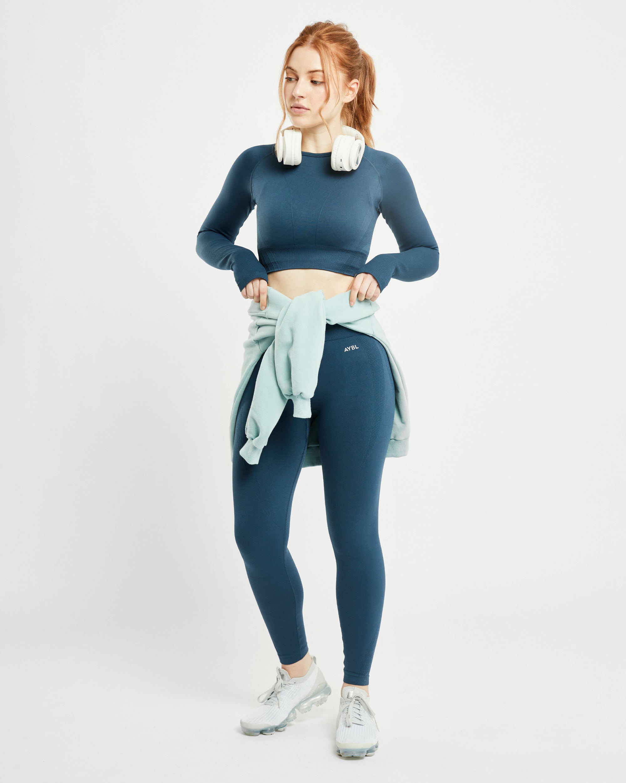 Balance V2 Seamless Long Sleeve Crop Top - Marine Blauw