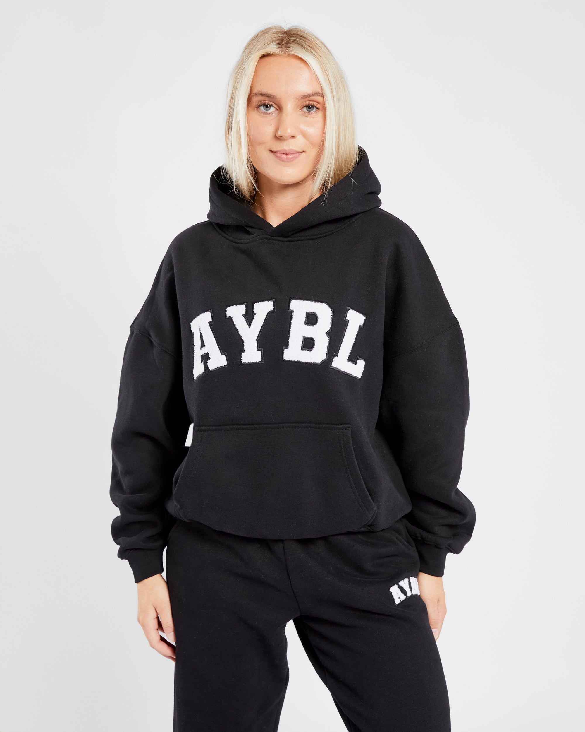 Varsity Oversized Hoodie - Zwart