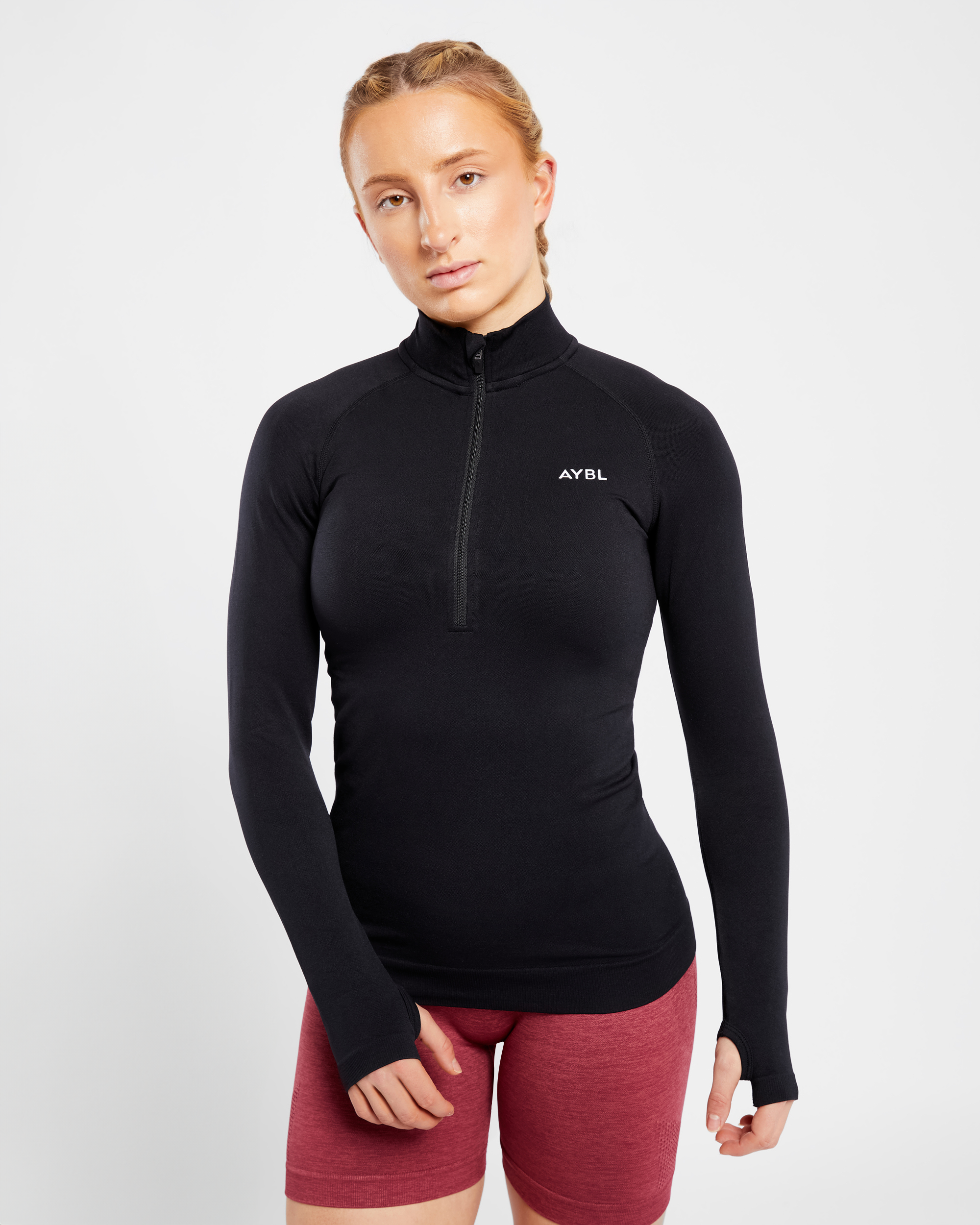 Essential Seamless 1/2 Zip Pullover - Zwart