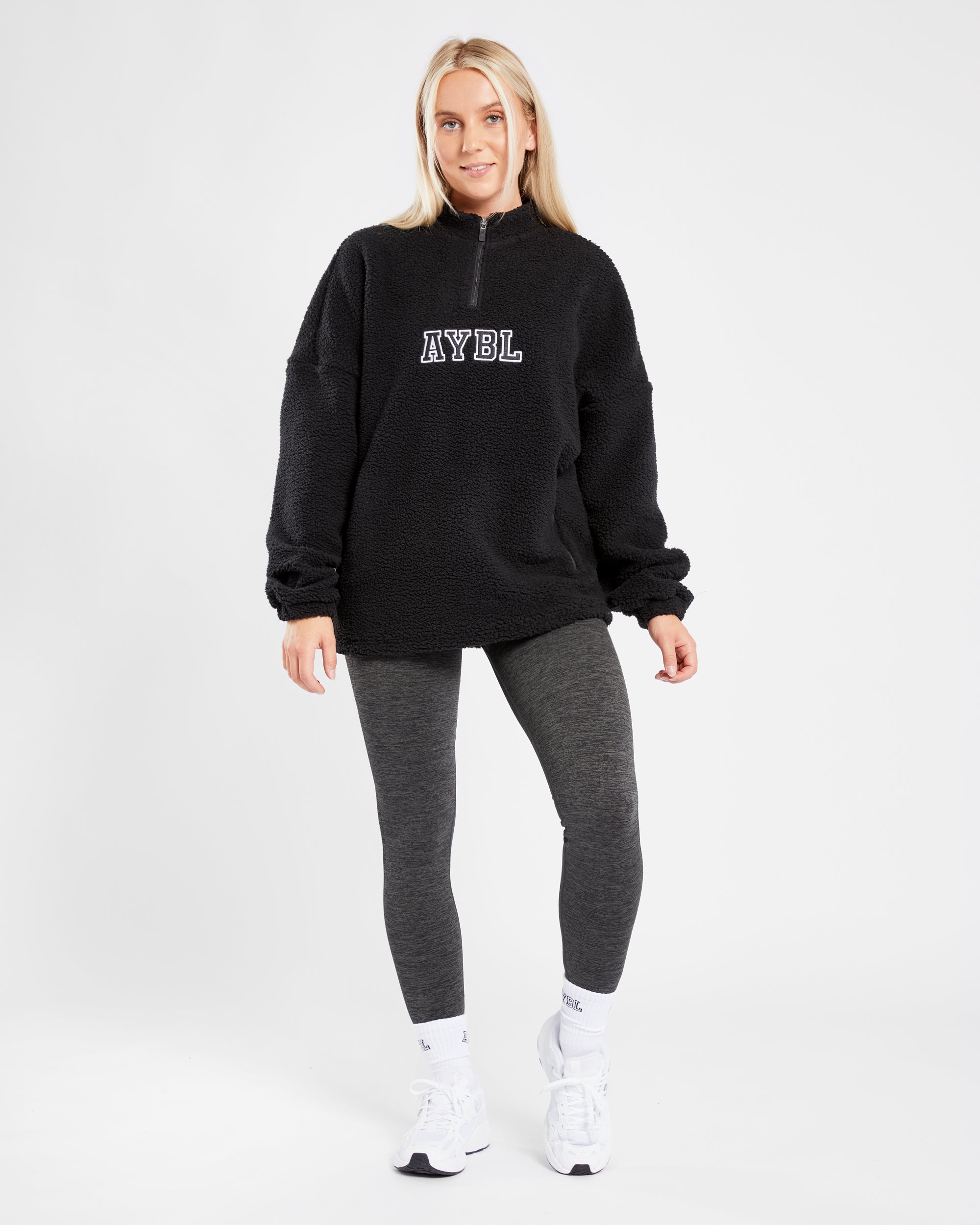 Varsity Oversized Fleece - Zwart