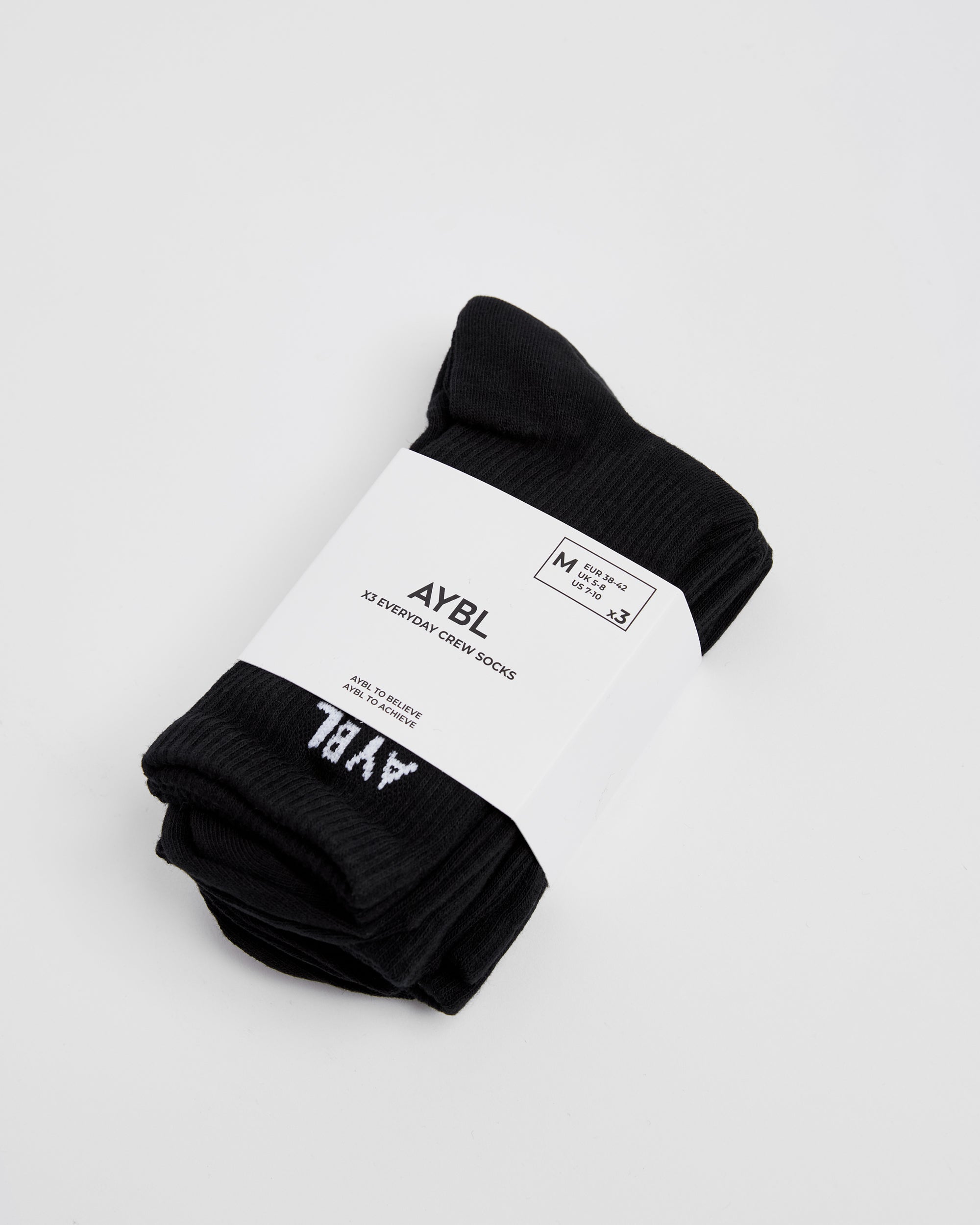 Everyday Crew Socks (3 Pack) - Zwart