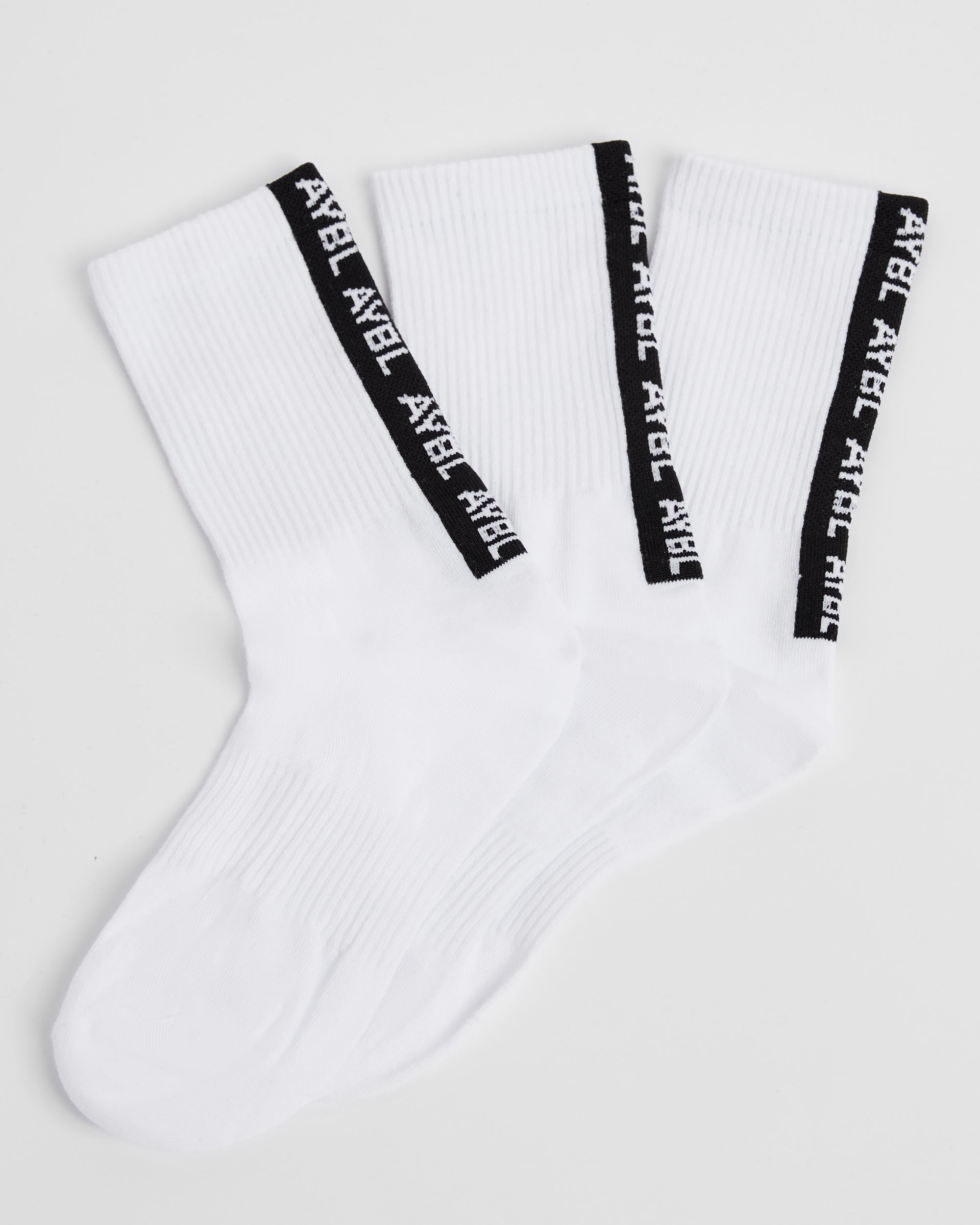 Everyday Back Stripe Crew Socks (3 Pack) - Wit