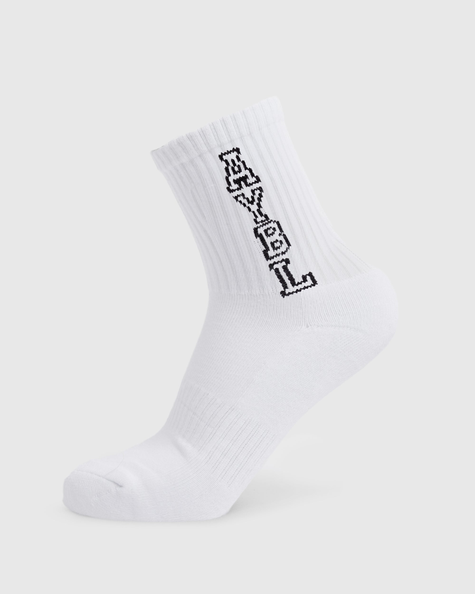 Varsity Vertical Crew Socks - Wit