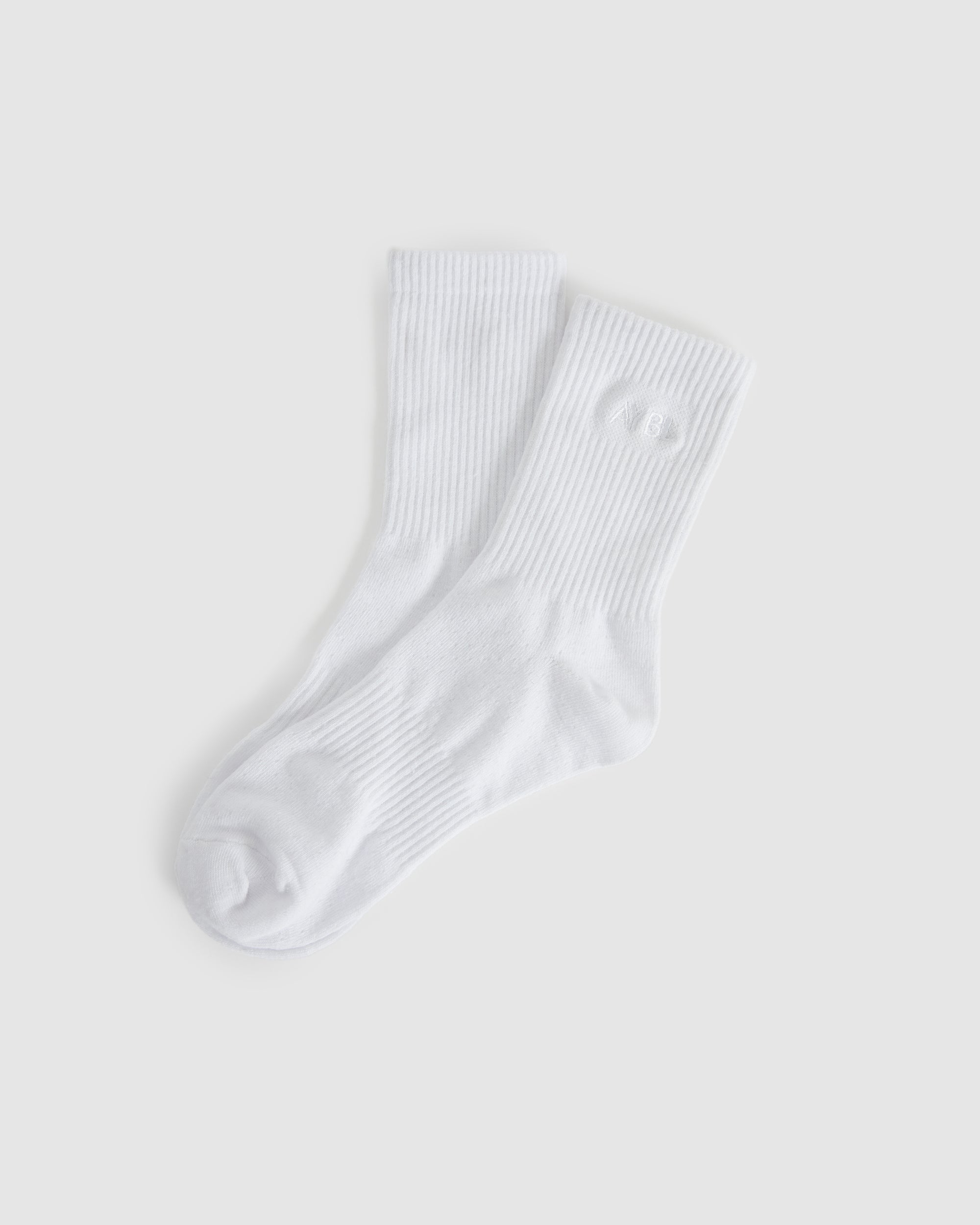 Tonal Embroidered Crew Socks - Wit