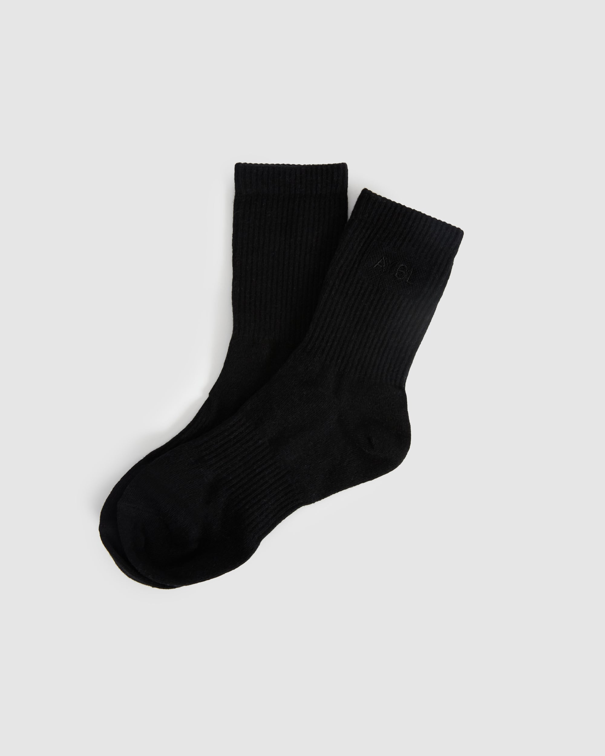 Tonal Embroidered Crew Socks - Zwart