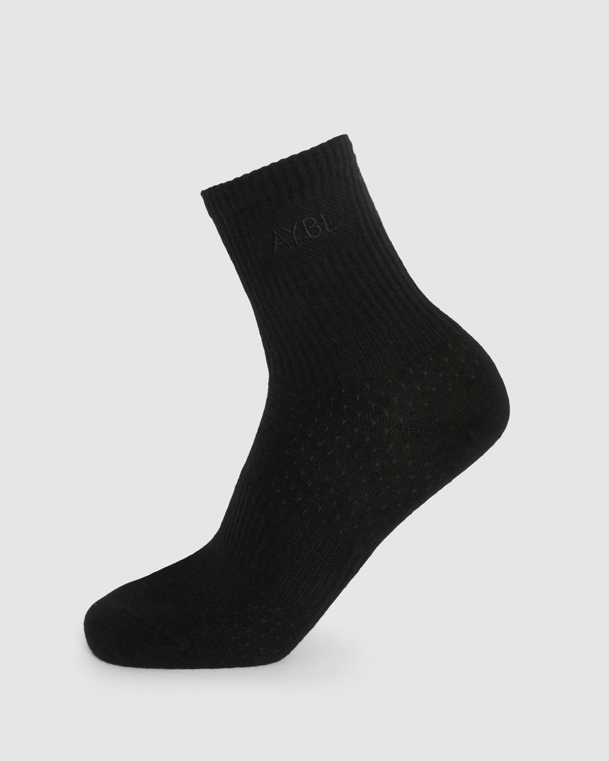 Tonal Embroidered Crew Socks - Zwart