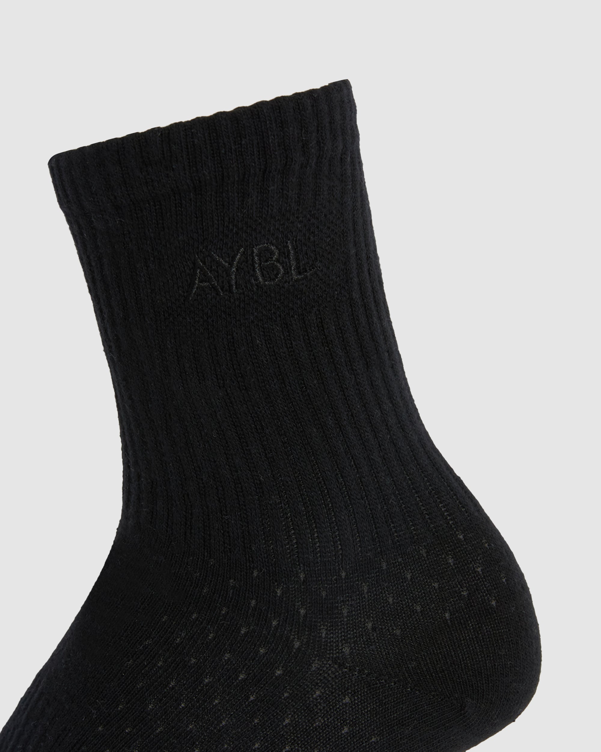 Tonal Embroidered Crew Socks - Zwart