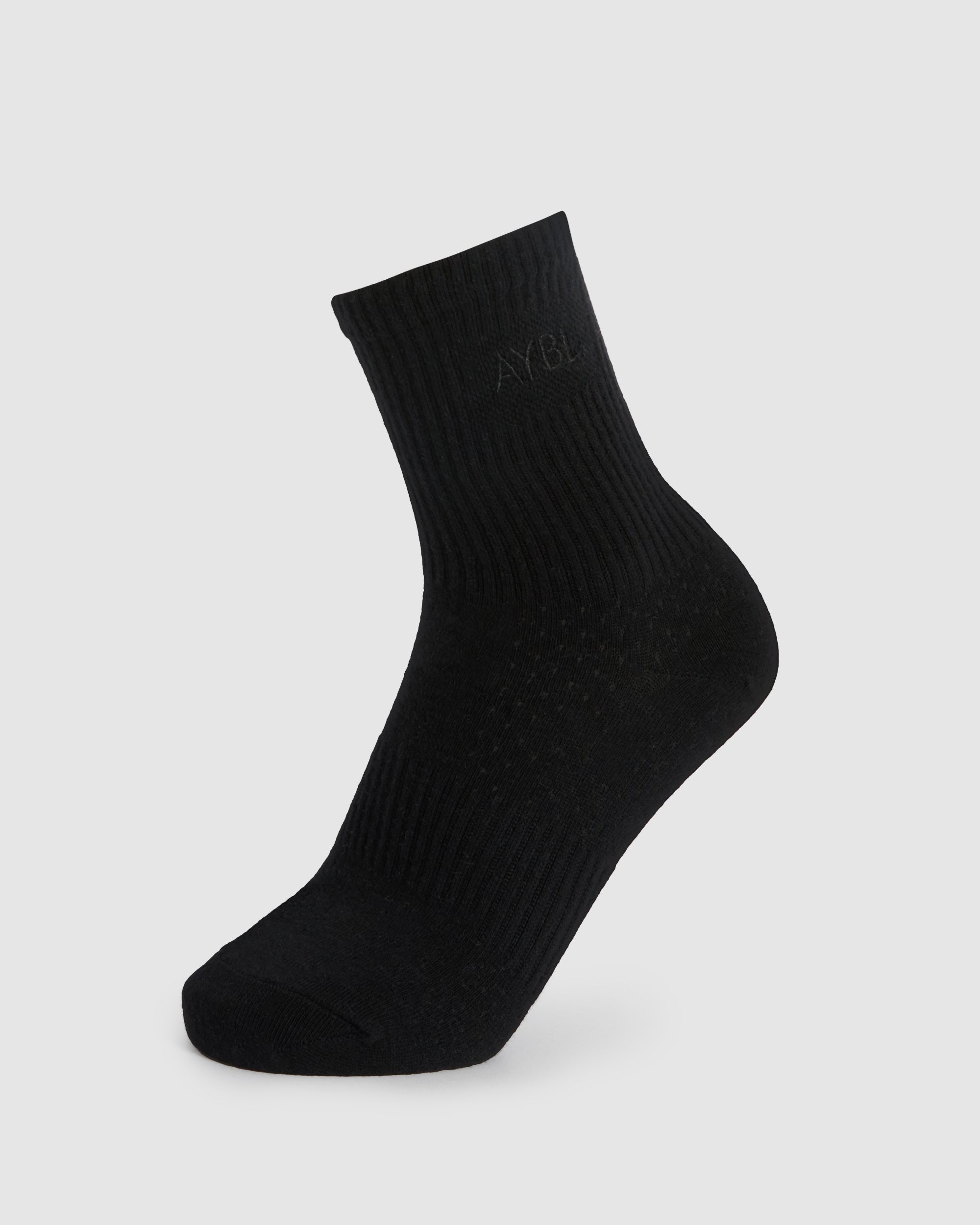 Tonal Embroidered Crew Socks - Zwart