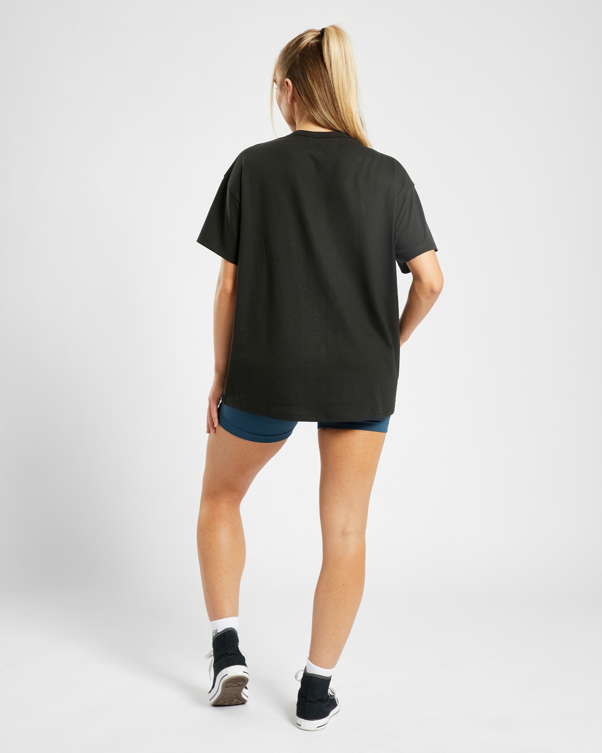 Varsity Oversized T Shirt - Zwart/Blauw
