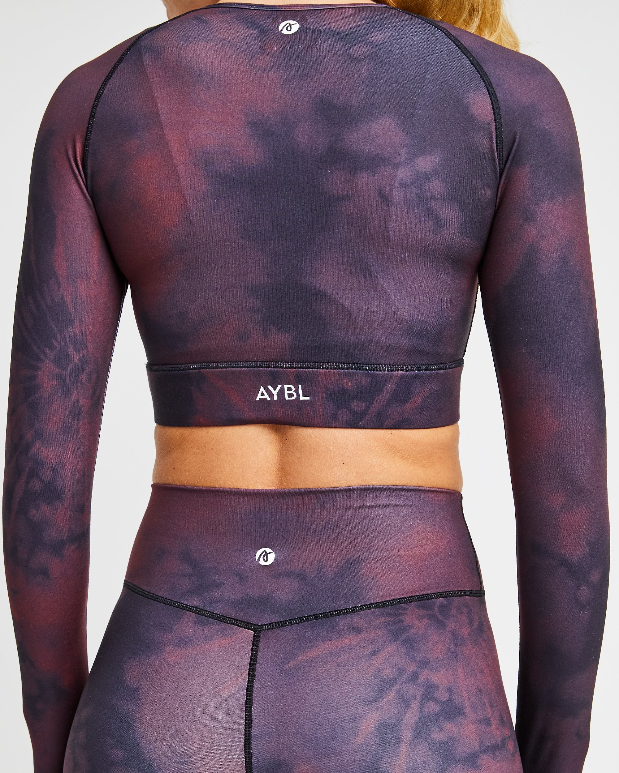 Core Long Sleeve Crop Top - Fire Rood Tie Dye