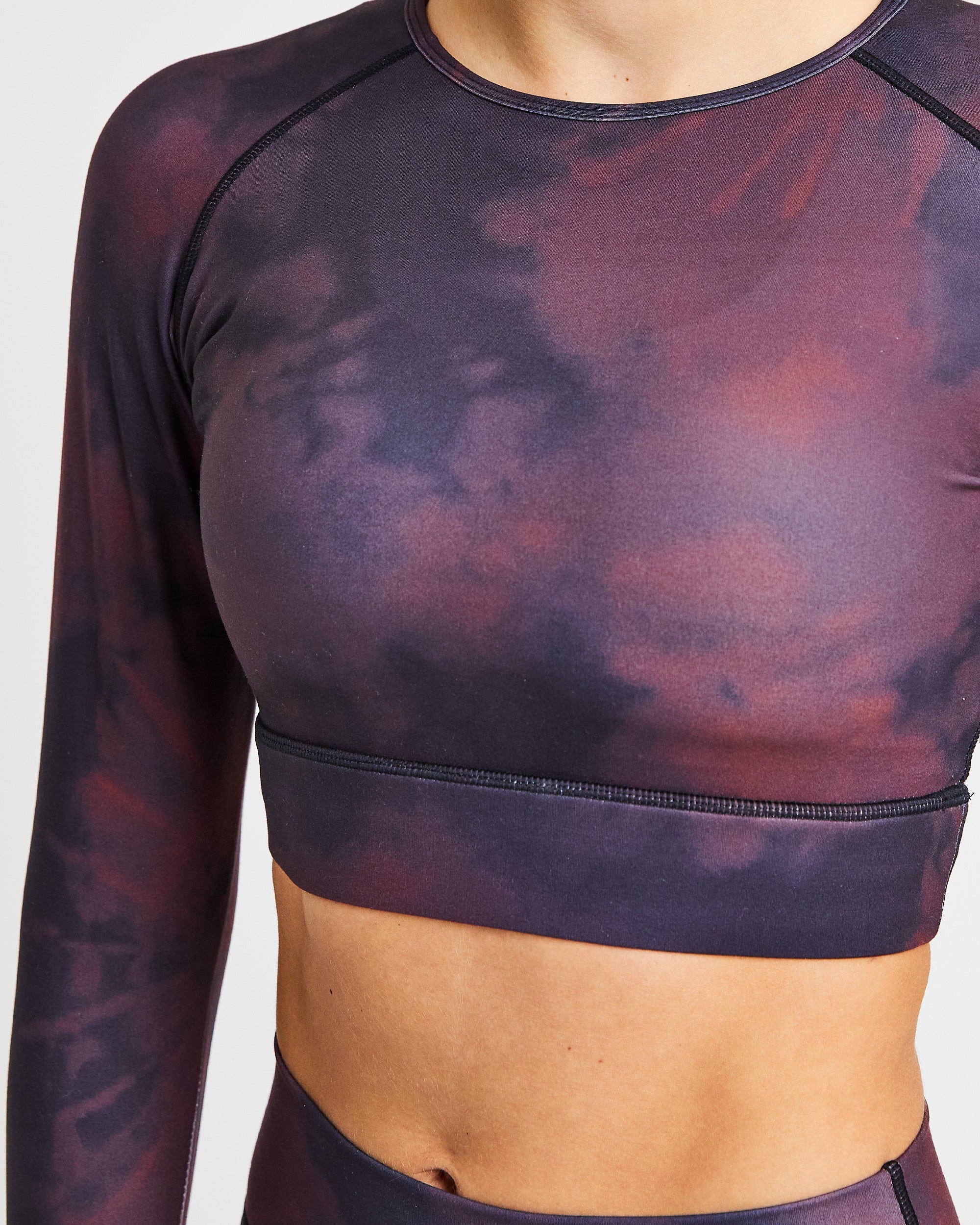 Core Long Sleeve Crop Top - Fire Rood Tie Dye