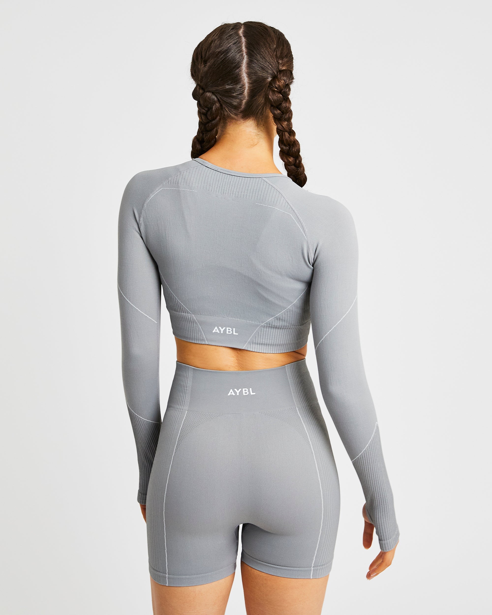 Reflex Seamless Long Sleeve Crop Top - Grijs