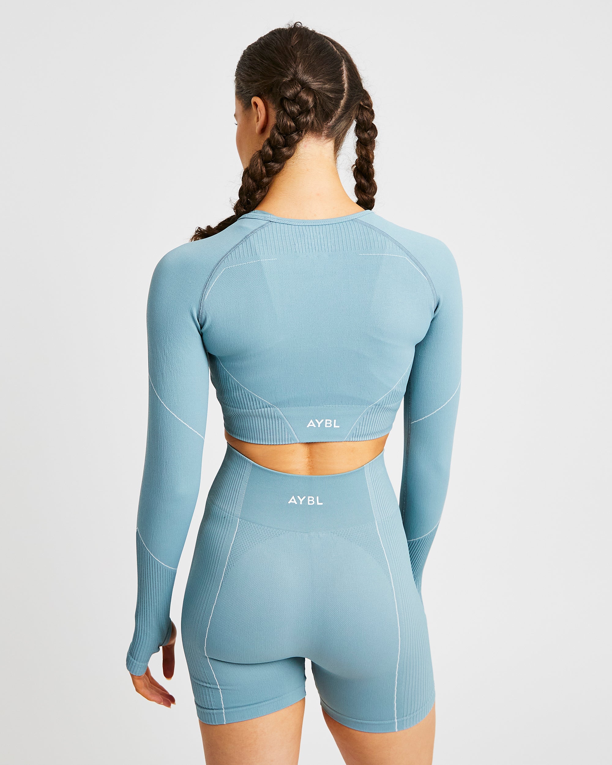 Reflex Seamless Long Sleeve Crop Top - Groenblauw