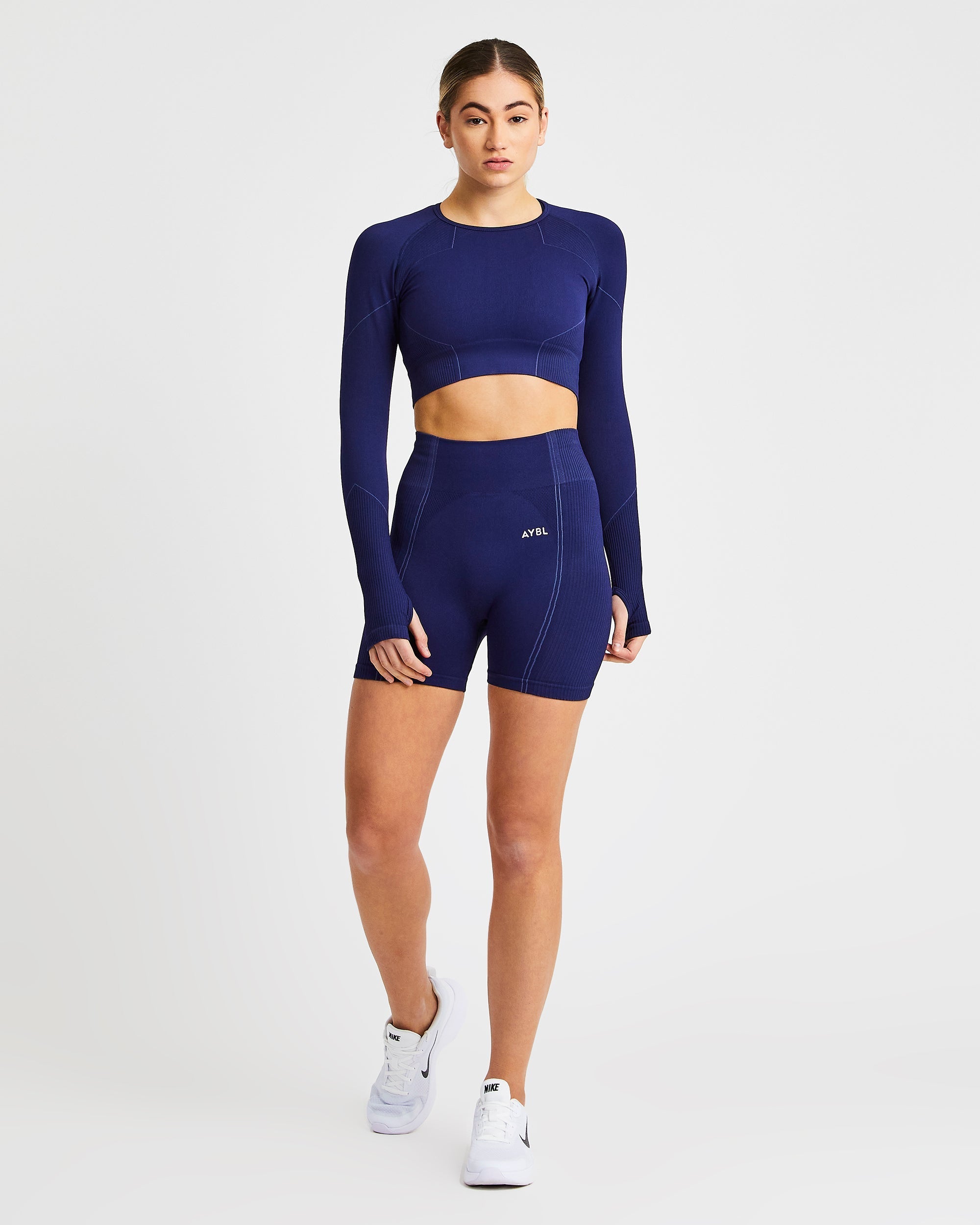 Reflex Seamless Long Sleeve Crop Top - Royal Blauw