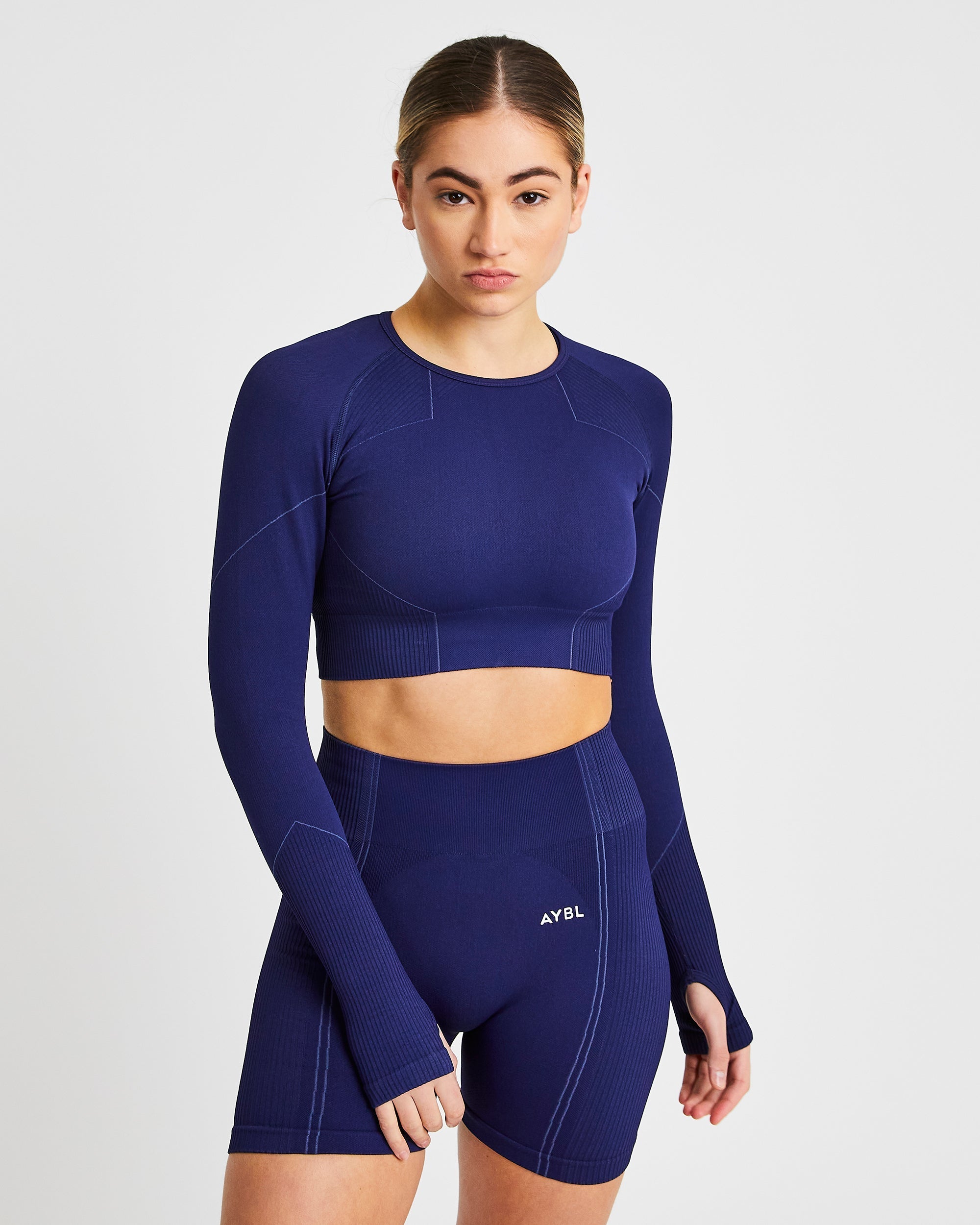 Reflex Seamless Long Sleeve Crop Top - Royal Blauw