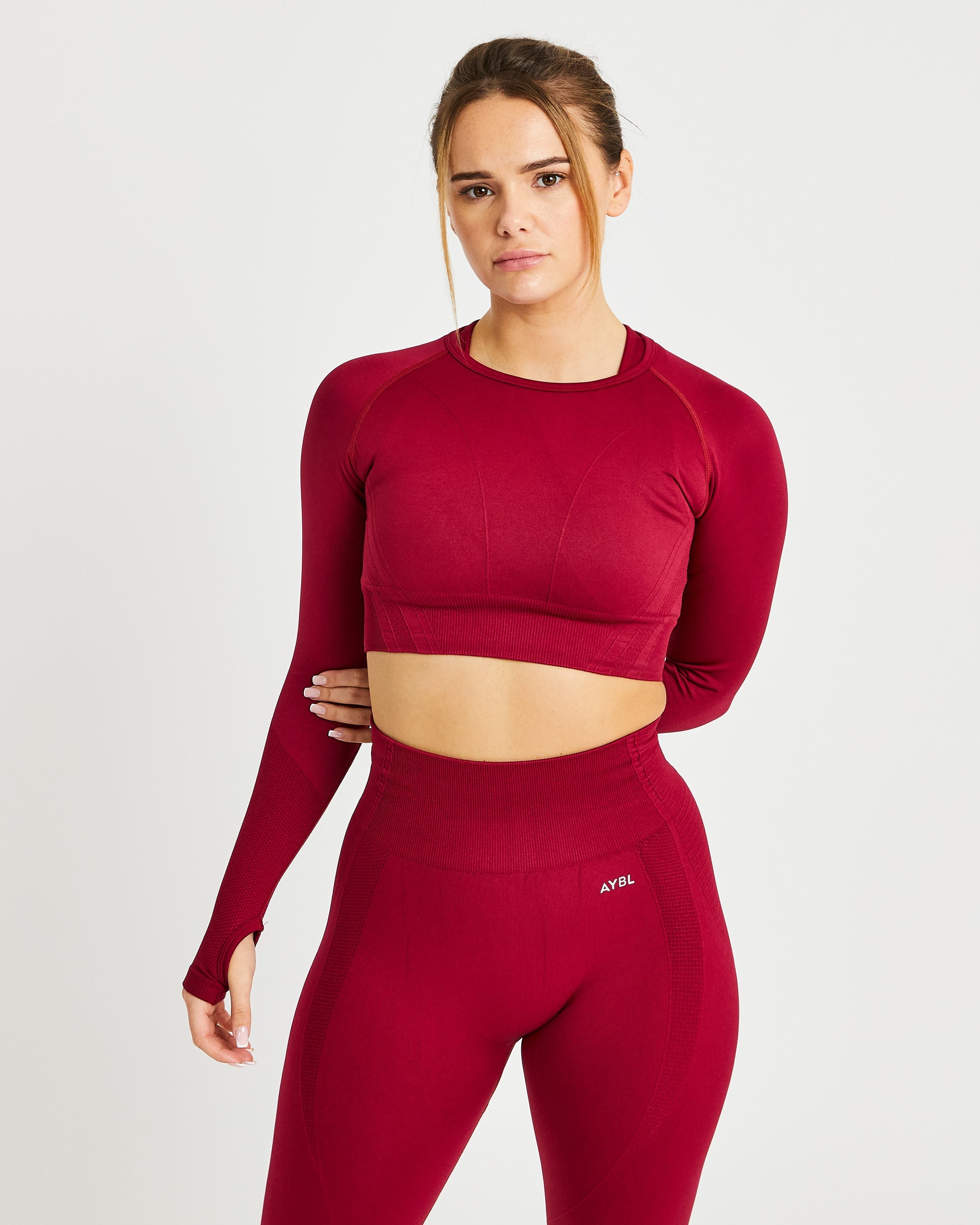 Balance V2 Seamless Long Sleeve Crop Top - Rumba Rood