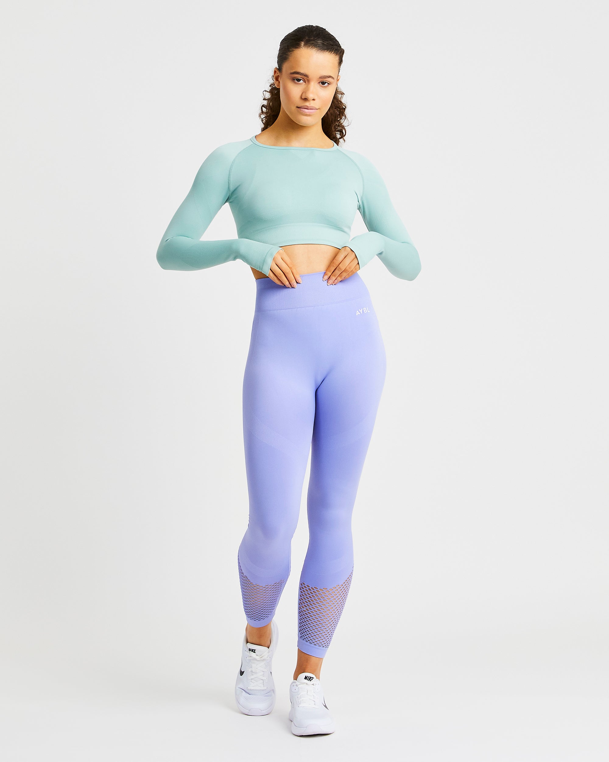 Reform Seamless Long Sleeve Crop Top - Sage Groen