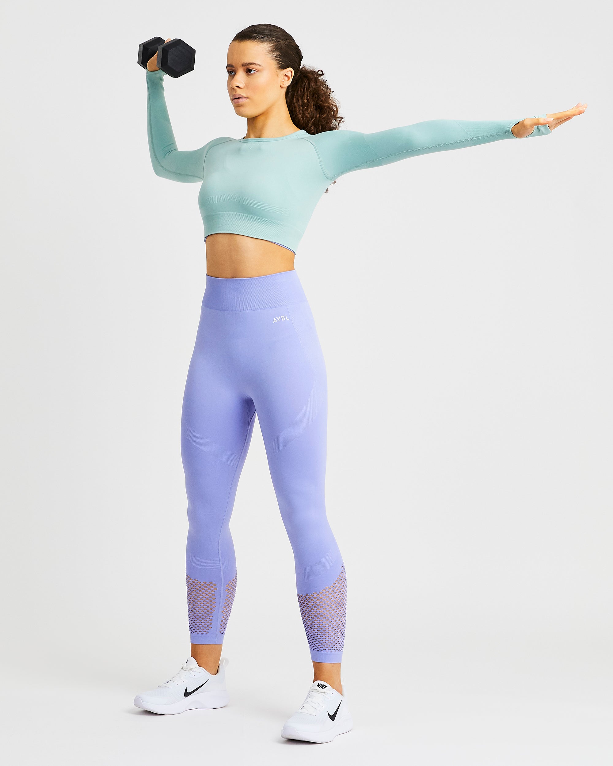 Reform Seamless Long Sleeve Crop Top - Sage Groen