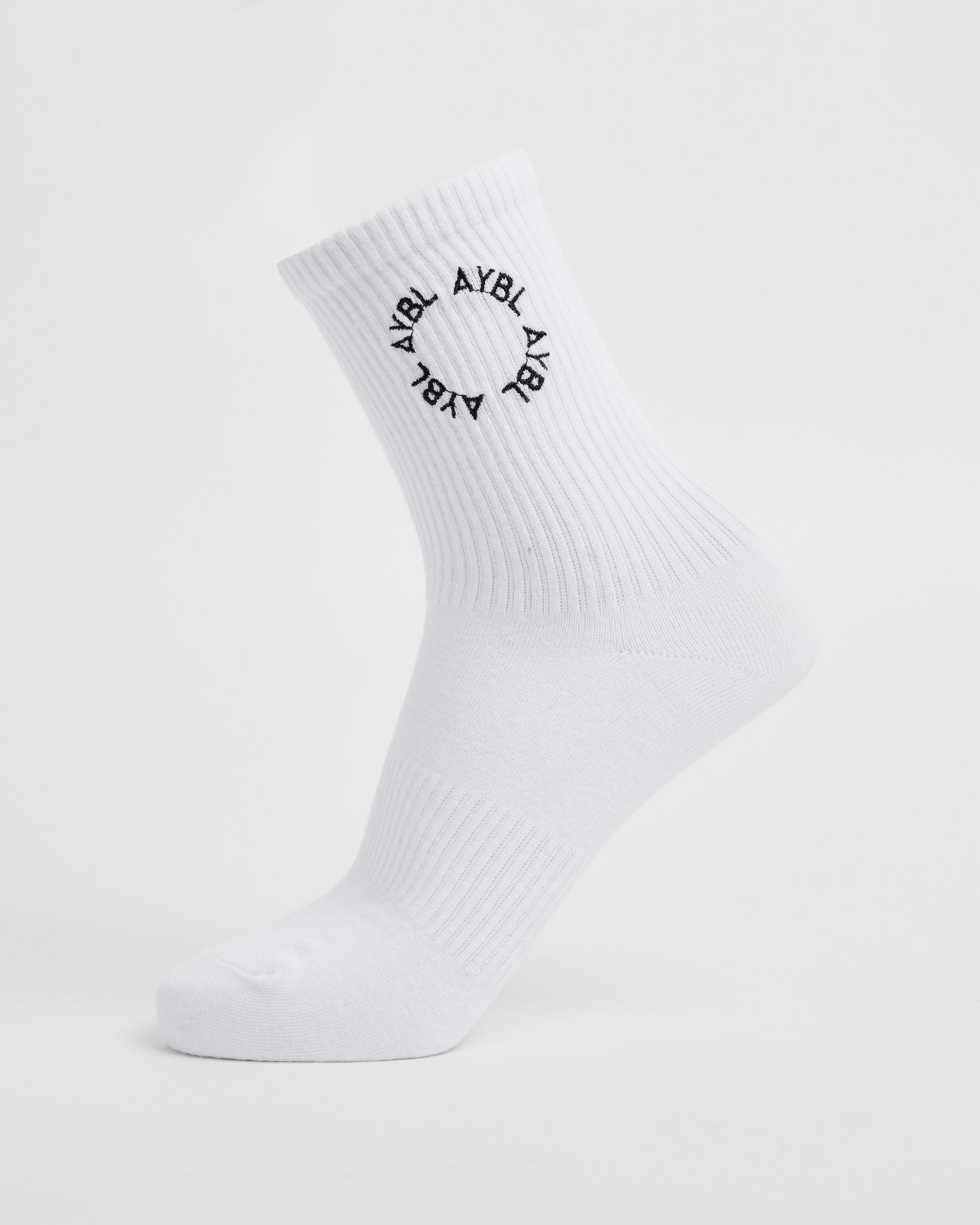 Everyday Embroidered Crew Socks (3 Pack) - Wit