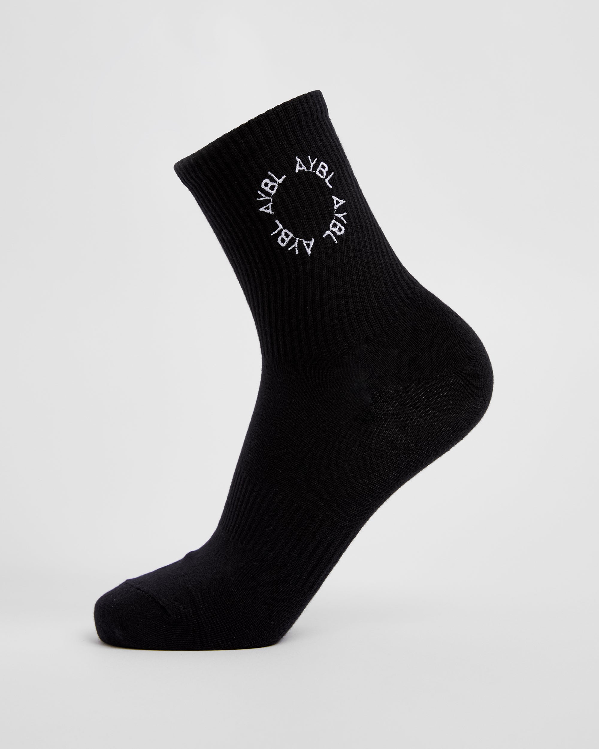 Everyday Embroidered Crew Socks (3 Pack) - Zwart