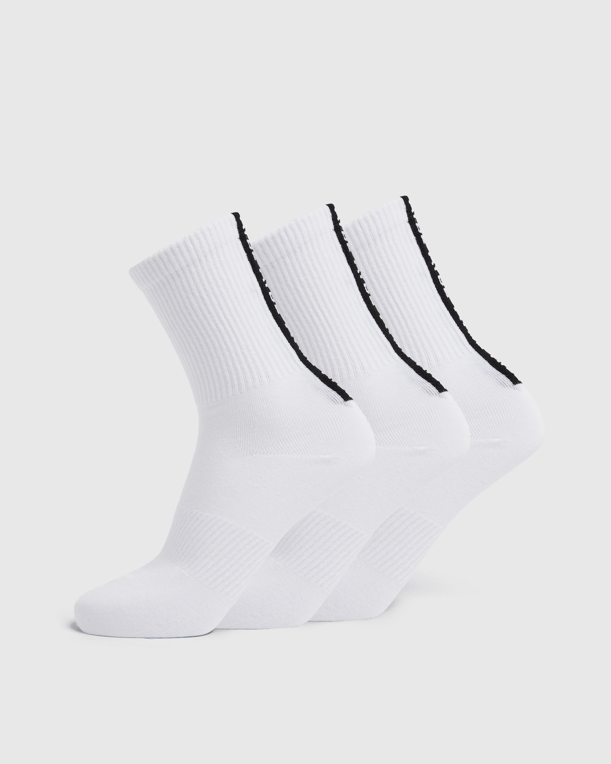 Everyday Back Stripe Crew Socks (3 Pack) - Wit