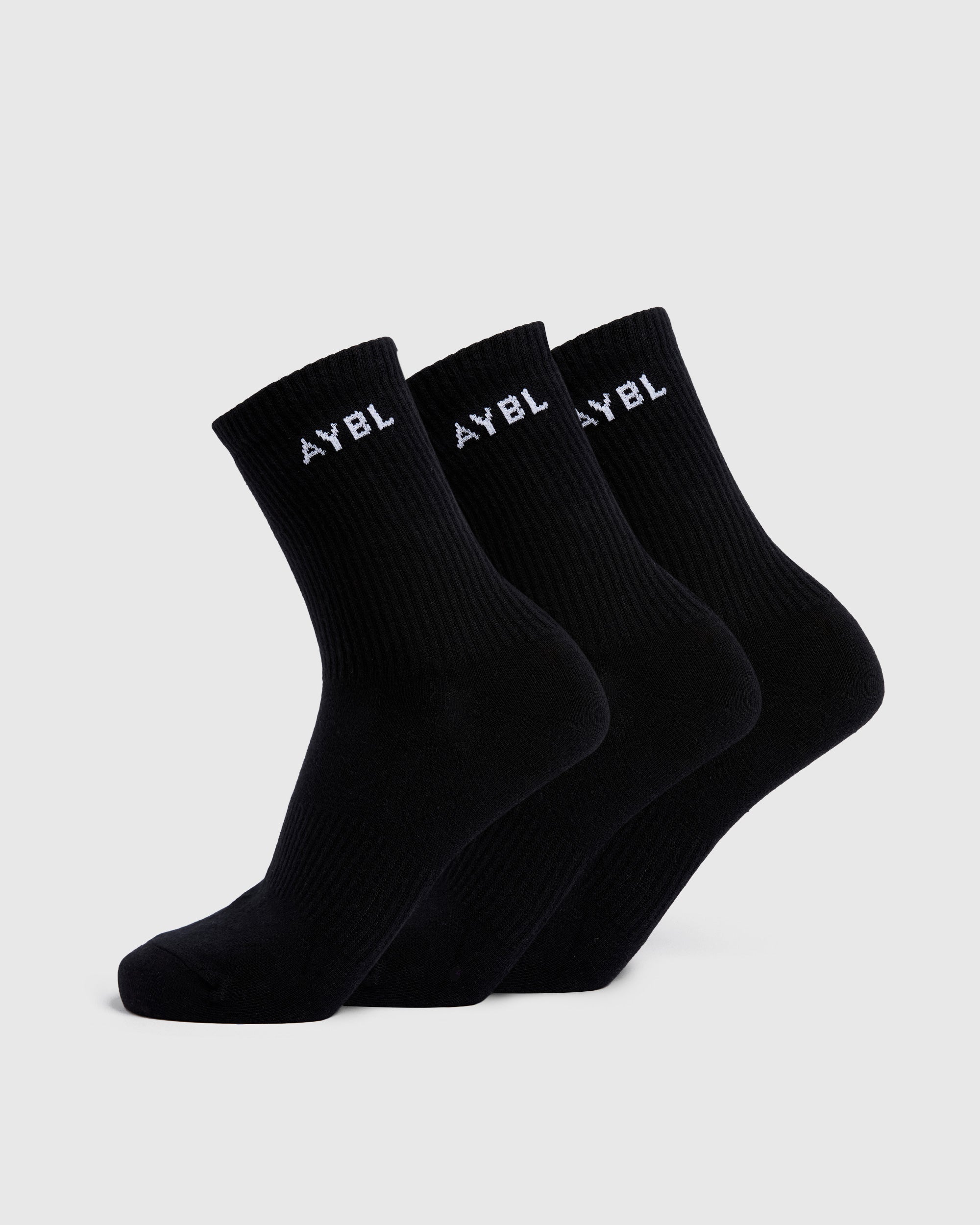 Everyday Crew Socks (3 Pack) - Zwart